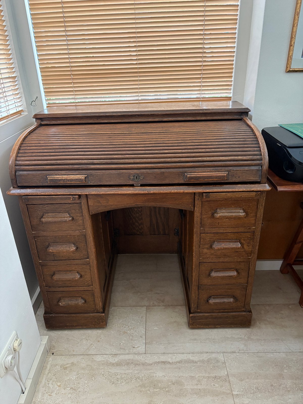 Gratis Antiek bureau met roldeur aan de bovenkant, Ophalen, Gebruikt, Antiek