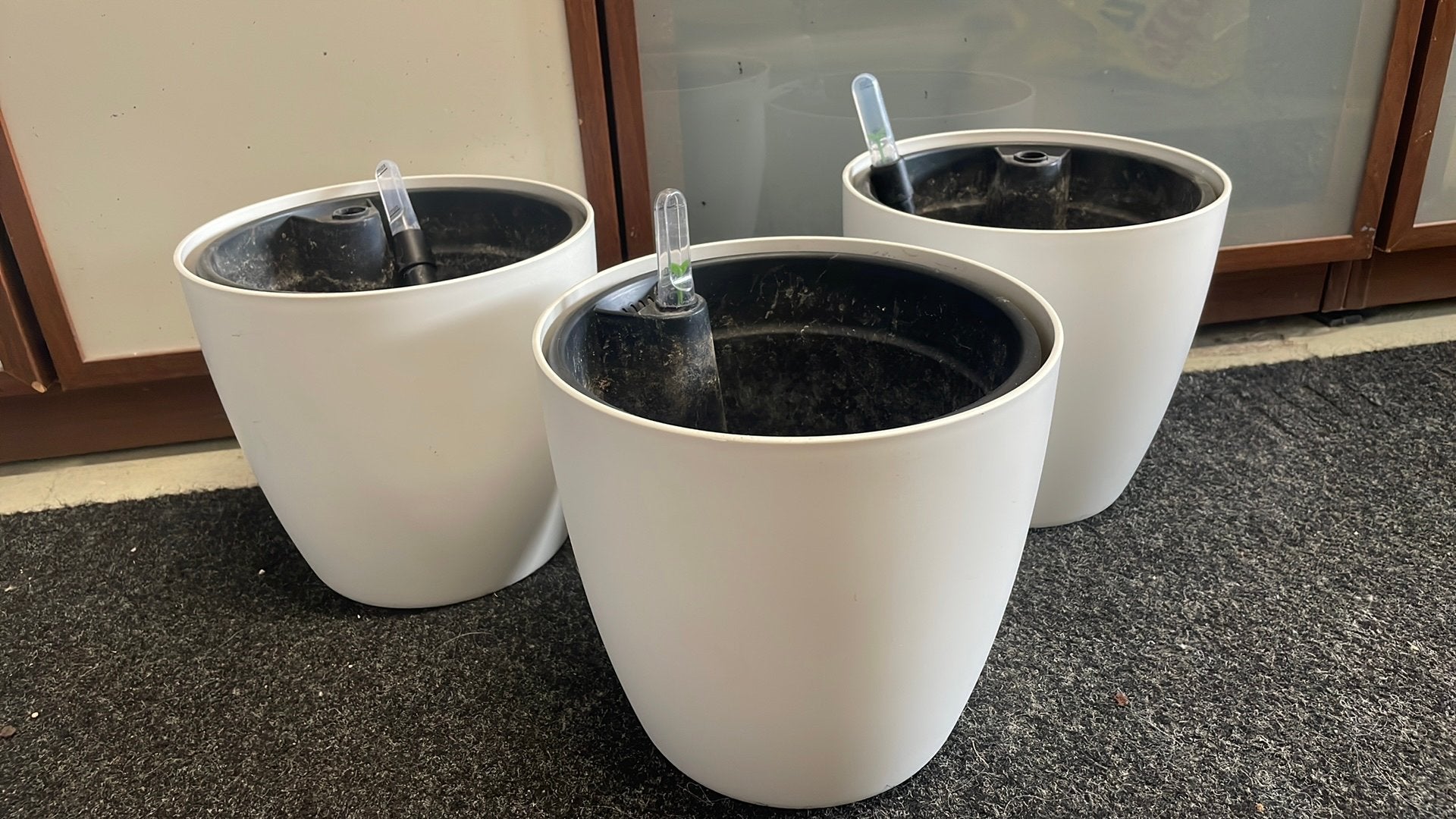 3x elho brussels 22cm met binnenpot, Ophalen, Kunststof, Rond, Zo goed als nieuw