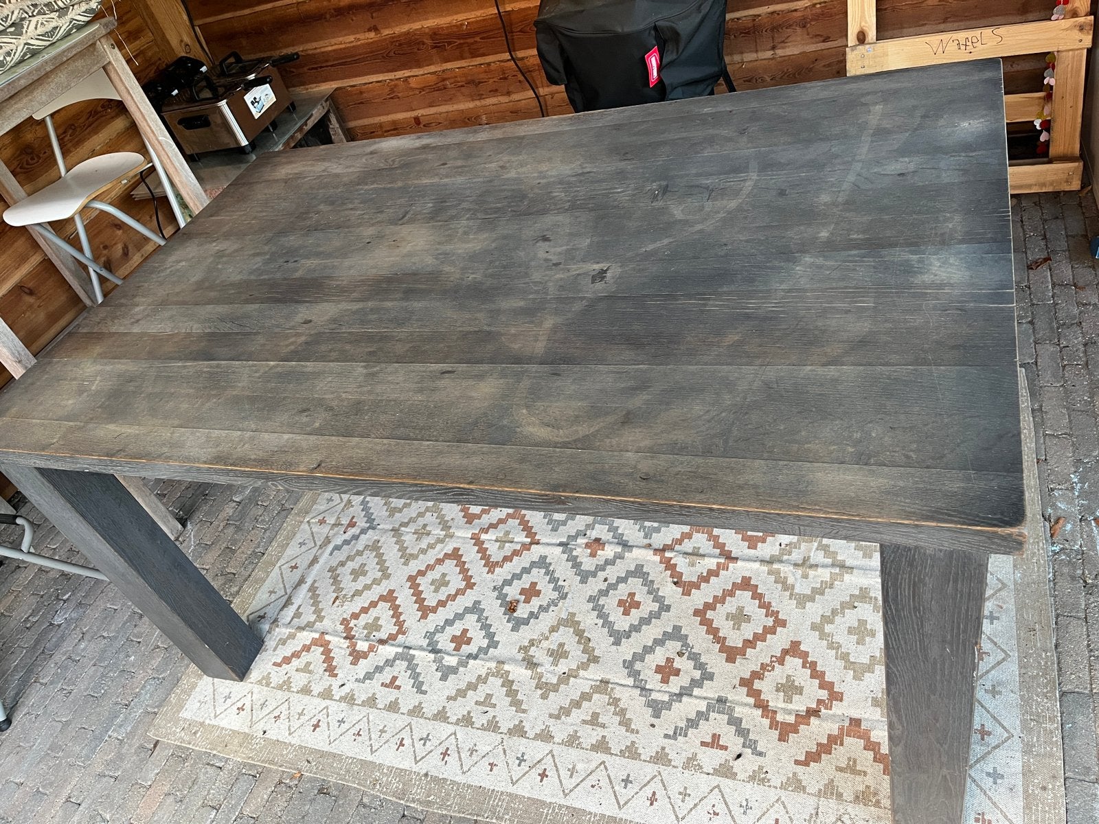 Eettafel robuust hout 1.60x1.00m, Ophalen, Gebruikt, 100 tot 150 cm, 150 tot 200 cm