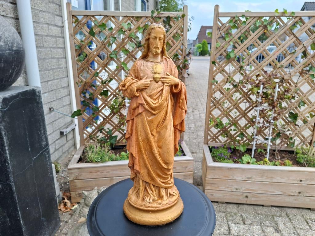 oud beeld christus heilig Hart Jezus, Antiek en Kunst, Antiek | Religie, Ophalen of Verzenden