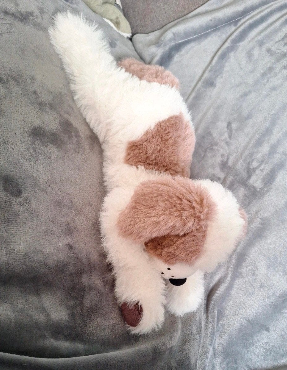 Grote zachte knuffel hond, wit met bruine vlekken, Ophalen, Overige merken, Overige karakters, Hond