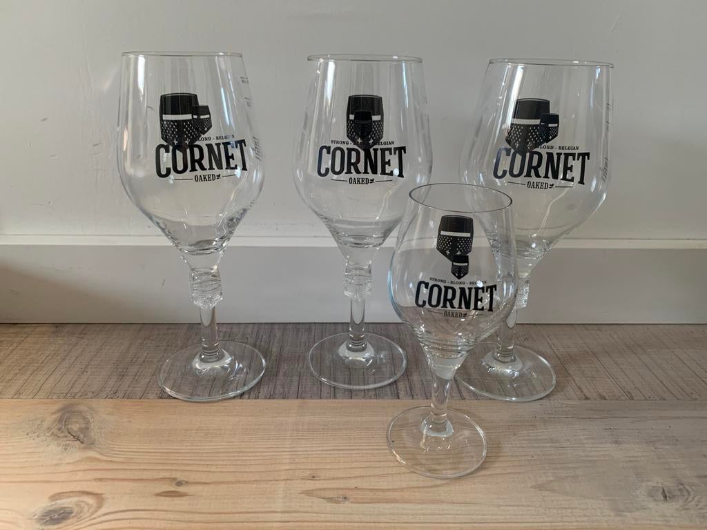 Cornet bierglazen, Ophalen of Verzenden, Zo goed als nieuw, Glas of Glazen, Overige merken