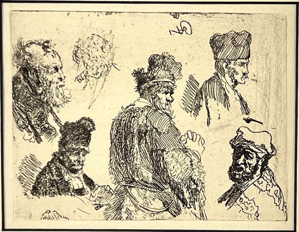 1062. Ets, Rembrandt van Rijn, ca. 1845, Ophalen, 1800 - 1899, Ets, Portret