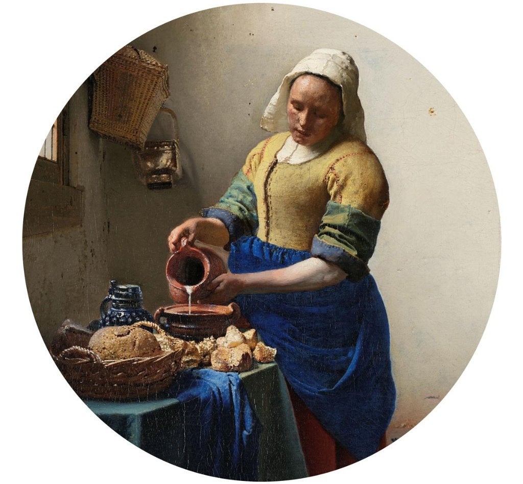 Behangcirkel Het Melkmeisje, Muurcirkel Rijksmuseum, Verzenden, Nieuw, Wandcirkel