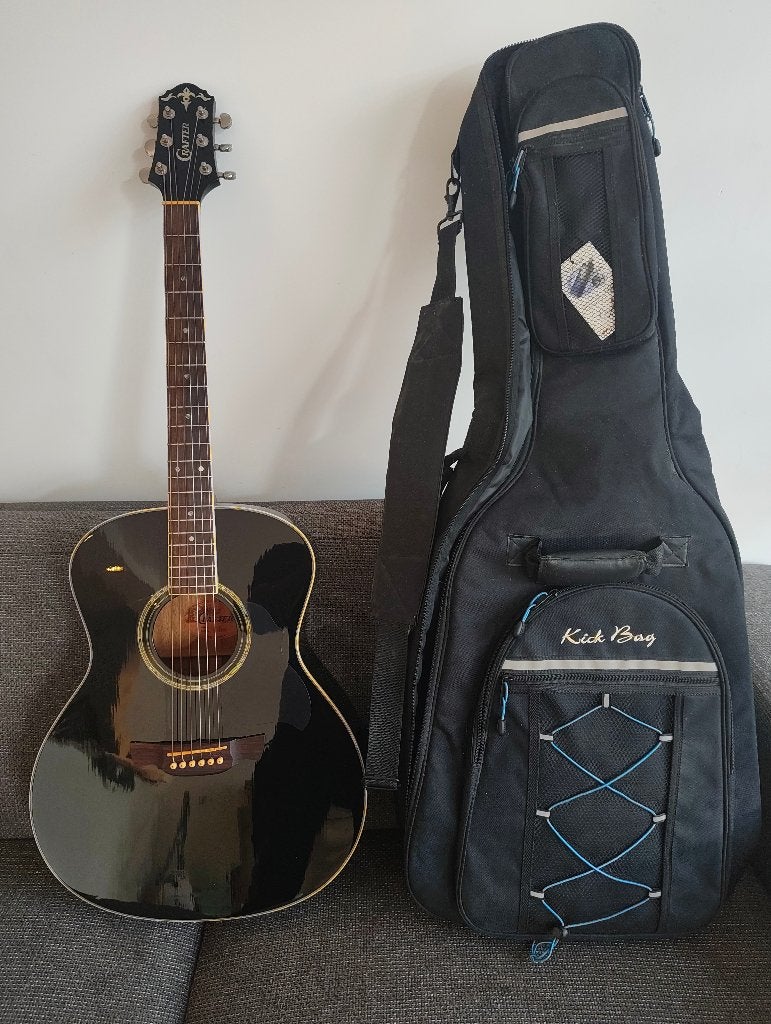 Crafter GA8/BK - akoestische westerngitaar zwart + tas, Muziek en Instrumenten, Snaarinstrumenten | Gitaren | Akoestisch, Ophalen