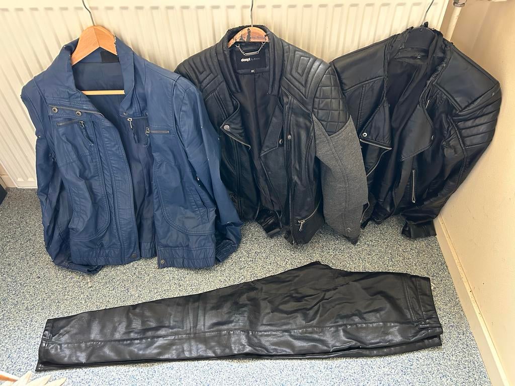 Nep leren jasjes en broek voor hobbyist - Alpe d'Huzes, Ophalen of Verzenden, Gedragen, Maat 38/40 (M), Zwart