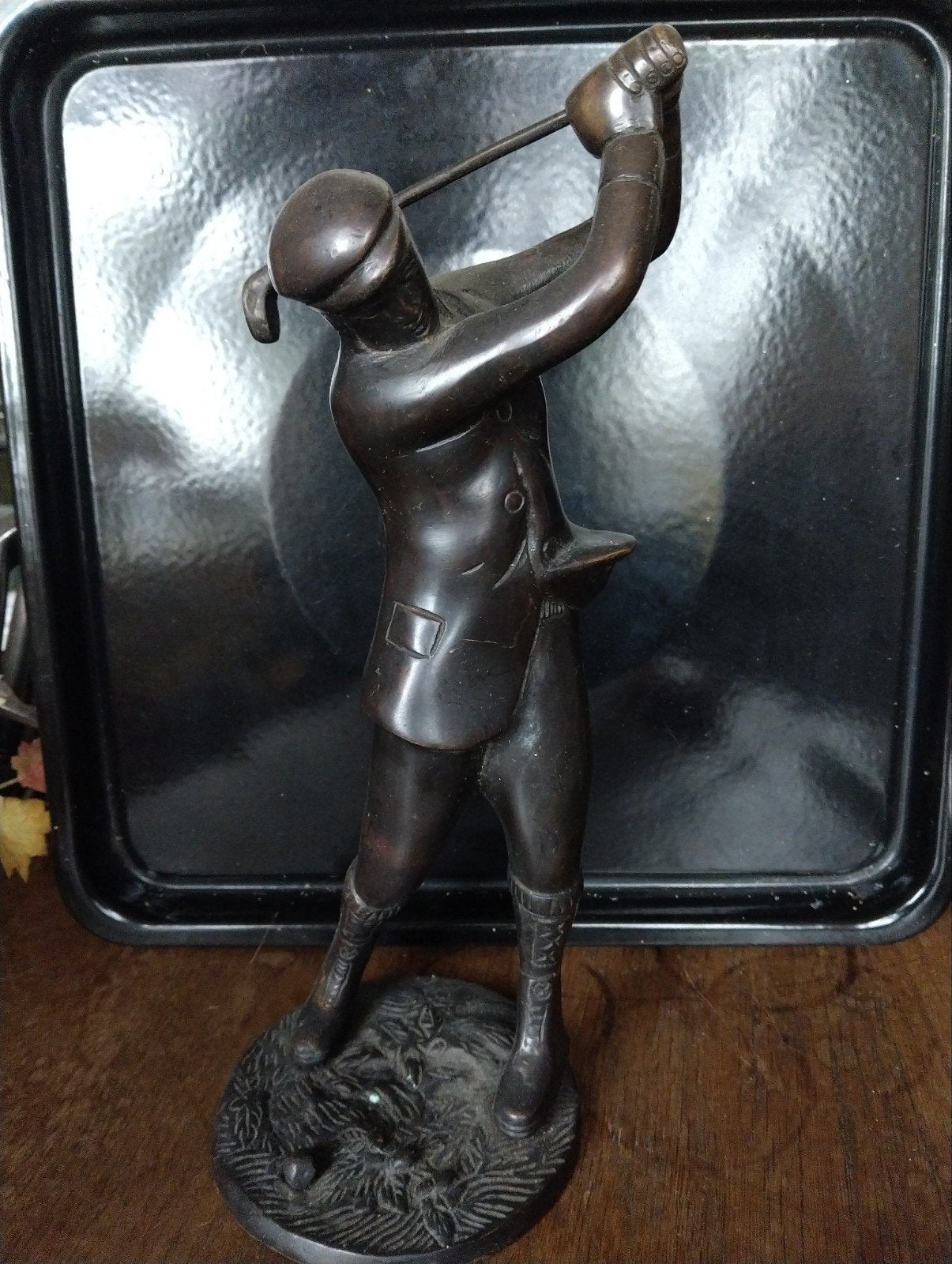 bronzen beeld golfer 32 cm hoog incl stick, Ophalen of Verzenden