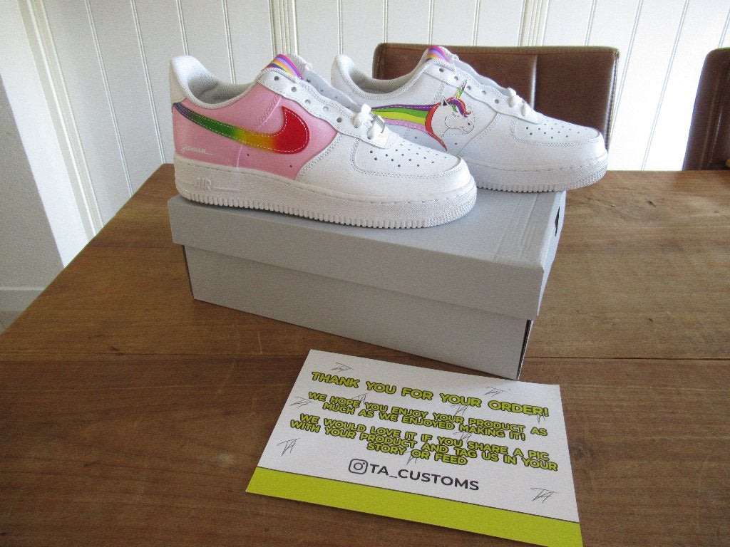 NIKE Air force 1 07 Ta Custums JAMIN Unicorn Eenhoorn mt. 40, Wit, Nieuw, Ophalen of Verzenden, Sneakers of Gympen