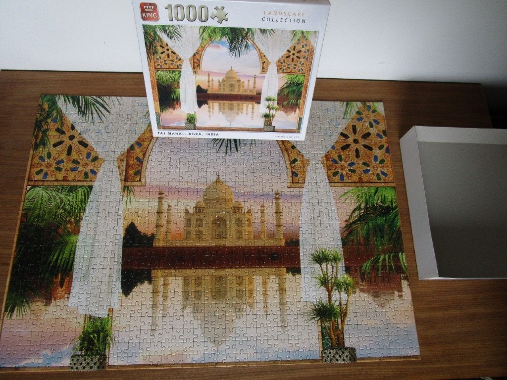 Nr.141: Puzzel jigsaw legpuzzel van King Taj Mahal 1000, Ophalen of Verzenden, 500 t/m 1500 stukjes, Zo goed als nieuw, Legpuzzel