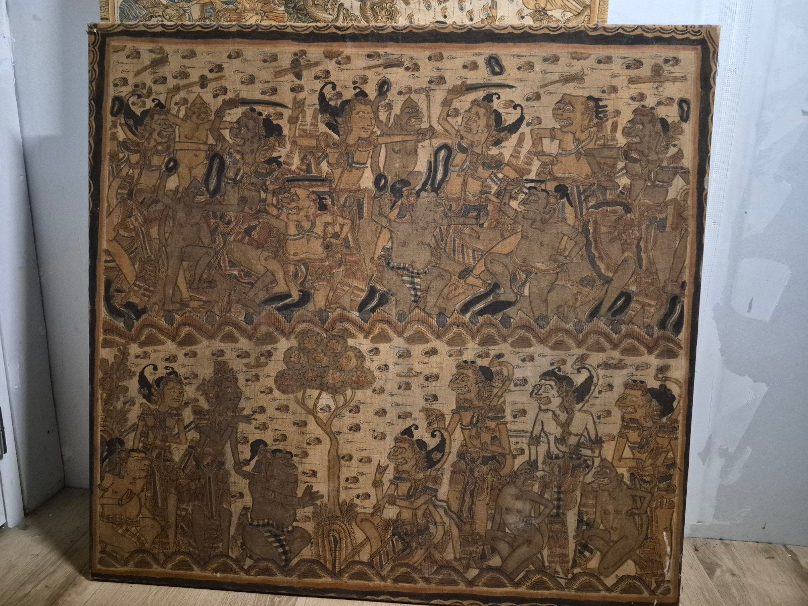 Oud Indonesisch doek, Antiek en Kunst, Wanddecoratie, Textiel, Handgemaakt, Ophalen of Verzenden