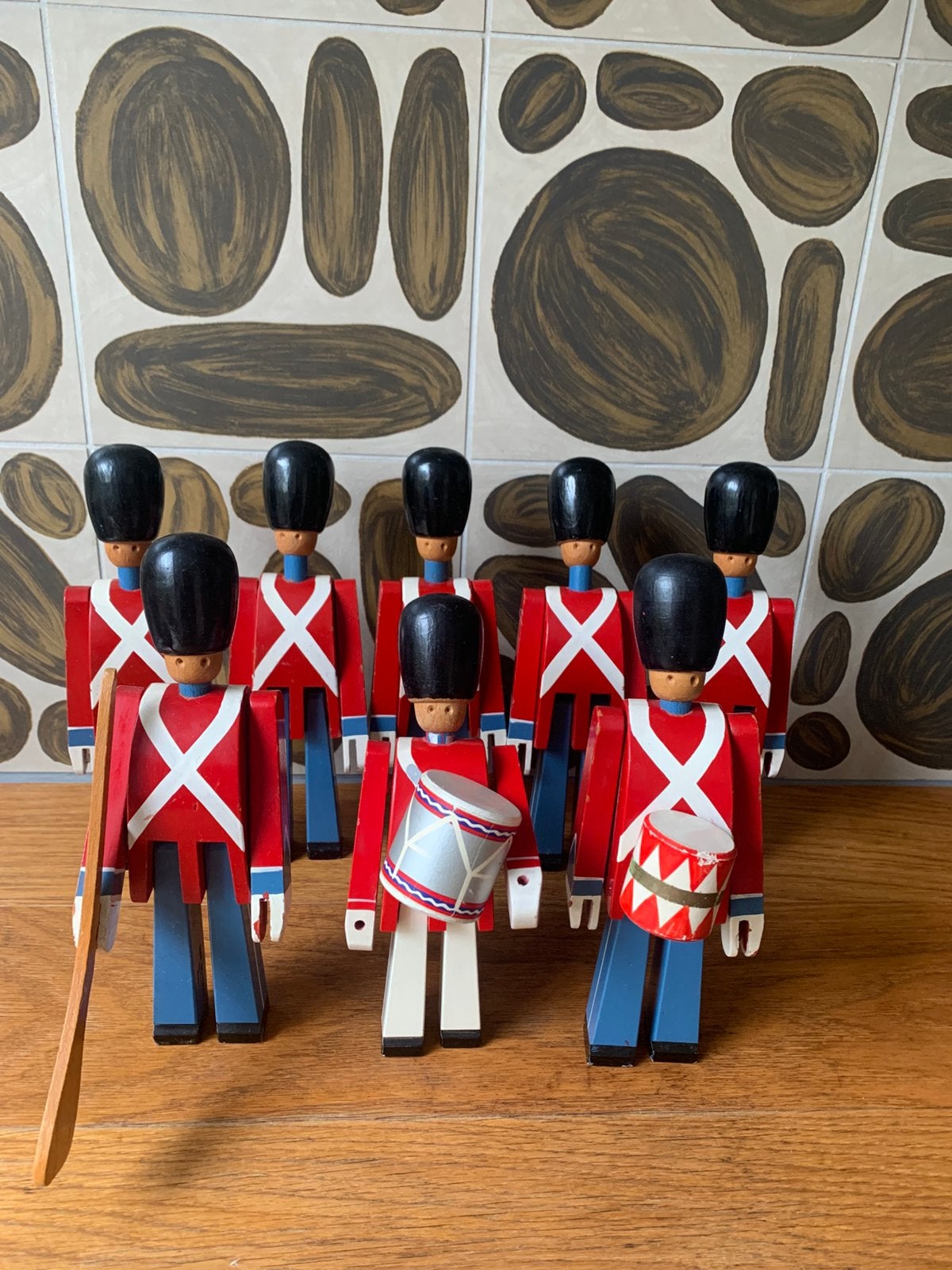 Vintage 8 x MCM Kay Bojesen drummer, soldier figurine, Antiek en Kunst, Ophalen of Verzenden, Beeld, Hout, Set