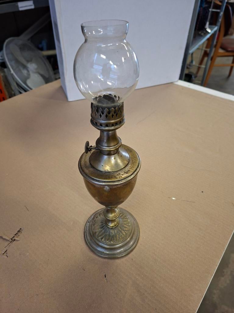Antieke Pigeon olielamp - Sgdg Surton A. - Messing, Ophalen of Verzenden