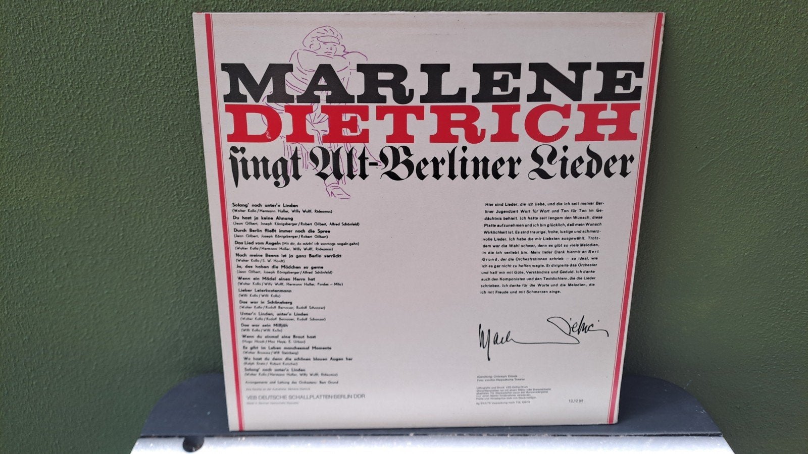Marlene Dietrich - singt Alt-Berliner Lieder LP (AMIGA), Cd's en Dvd's, Vinyl | Pop, LP, Gebruikt, Overige genres, Ophalen of Verzenden