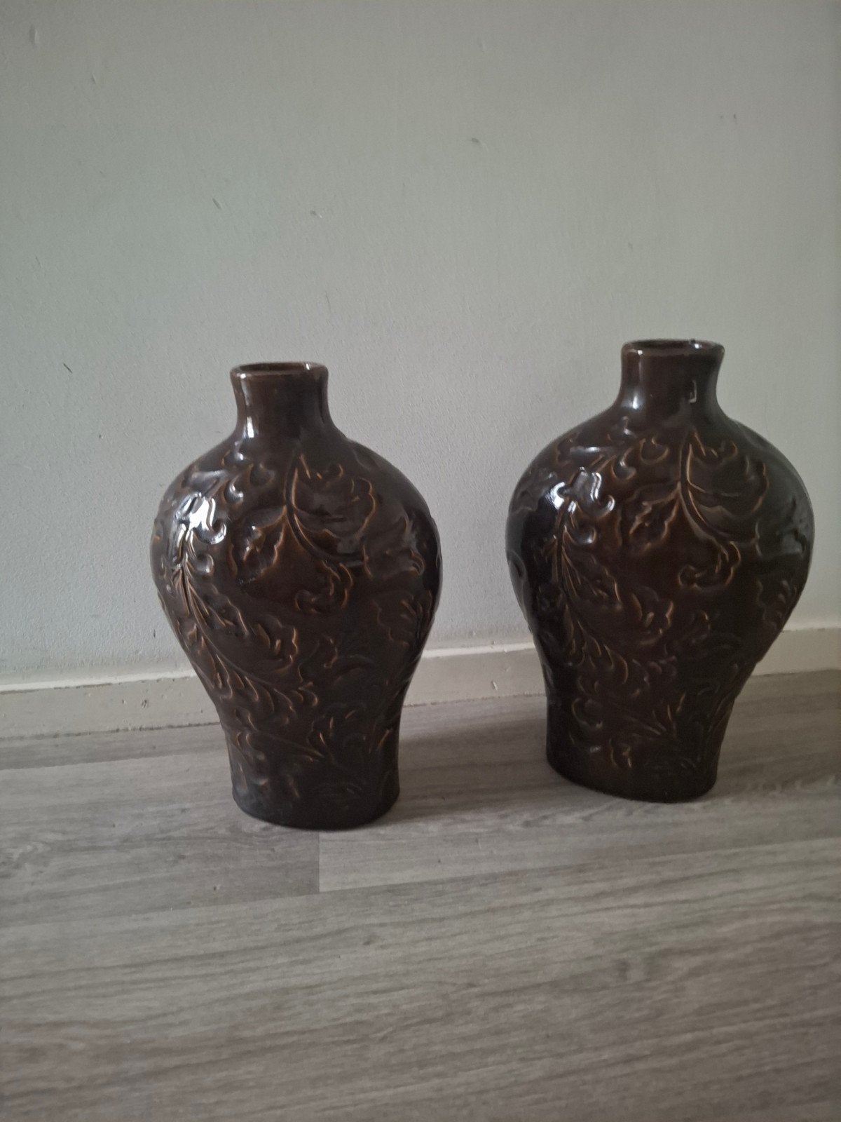 bruine vazen, Ophalen, Zo goed als nieuw, Steen/keramiek, 40 cm