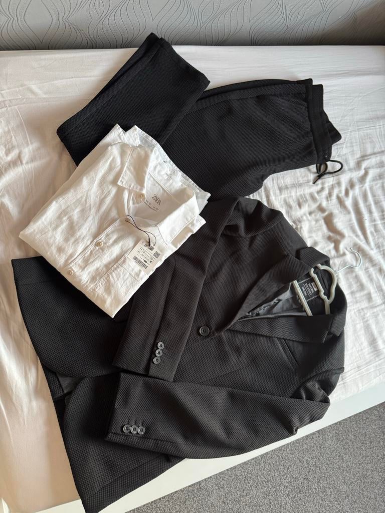 WE Kostuum: Colbert, Broek & Overhemd, Ophalen of Verzenden, Zo goed als nieuw, Overige maten, Zwart