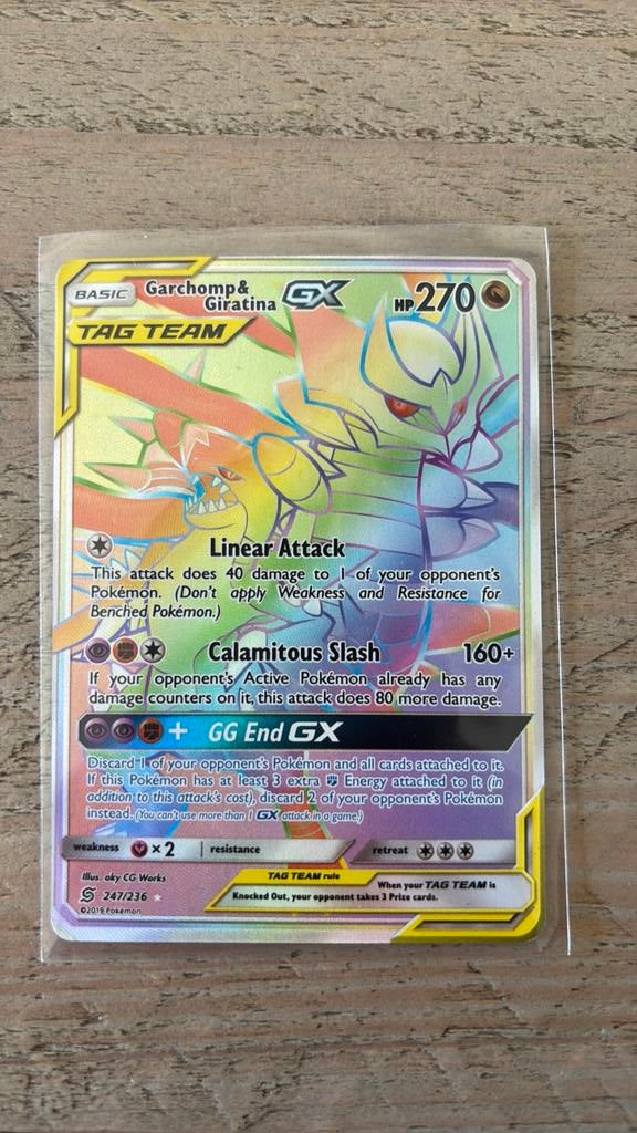 Garchomp & Girantina gx rainbow 247/236, Ophalen of Verzenden, Zo goed als nieuw, Losse kaart, Foil