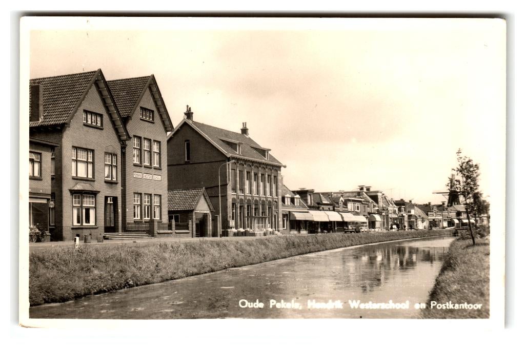 Oude Pekela, Hendrik Westerschool en Postkantoor, Verzenden, 1940 tot 1960, Ongelopen, Groningen