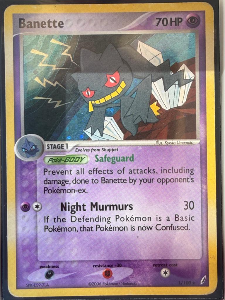 Banette Holo Pokémon Kaart 1/100 - holo, Ophalen of Verzenden, Zo goed als nieuw, Losse kaart, Foil