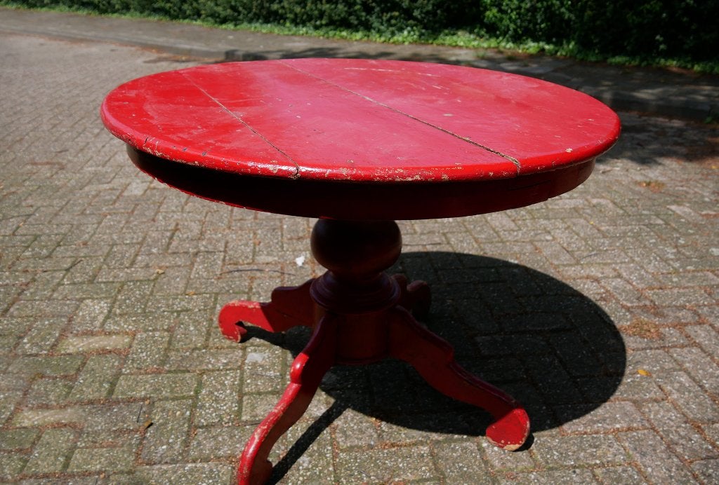 Antiek Willem III (3) tafeltje - Rood, Huis en Inrichting, Banken | Sofa's en Chaises Longues, Gebruikt, Eenpersoons, Minder dan 150 cm
