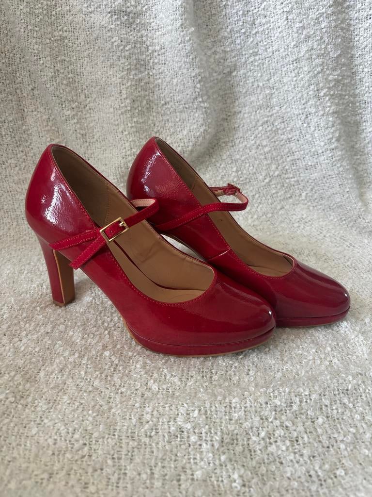 Rode lakleren Anna Field pumps met bandje maat 37, Ophalen of Verzenden, Zo goed als nieuw, Rood, Pumps