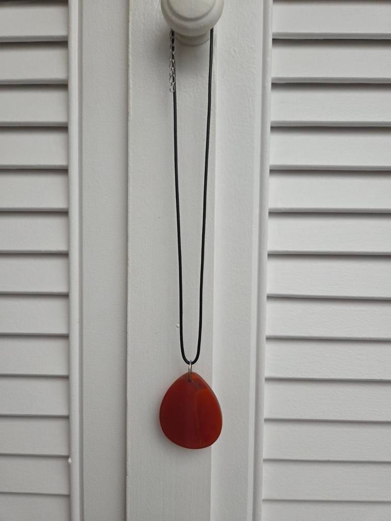Zelfgemaakte Veterketting met Carneool Hanger, Ophalen, Overige voorstellingen, Nieuw, Oranje