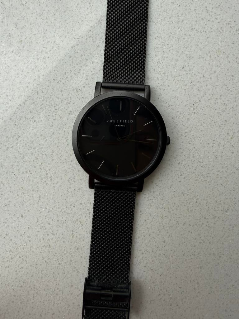 Rosefield zwarte horloge zo goed als nieuw, Ophalen of Verzenden, Zo goed als nieuw, Overige merken