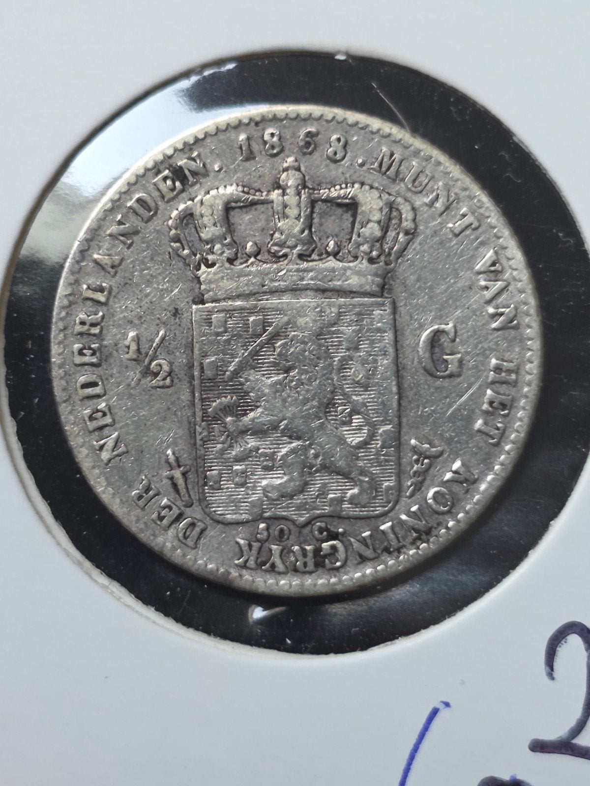 halve gulden 1868 Nederland, ½ gulden, Koning Willem III, Verzenden, Zilver