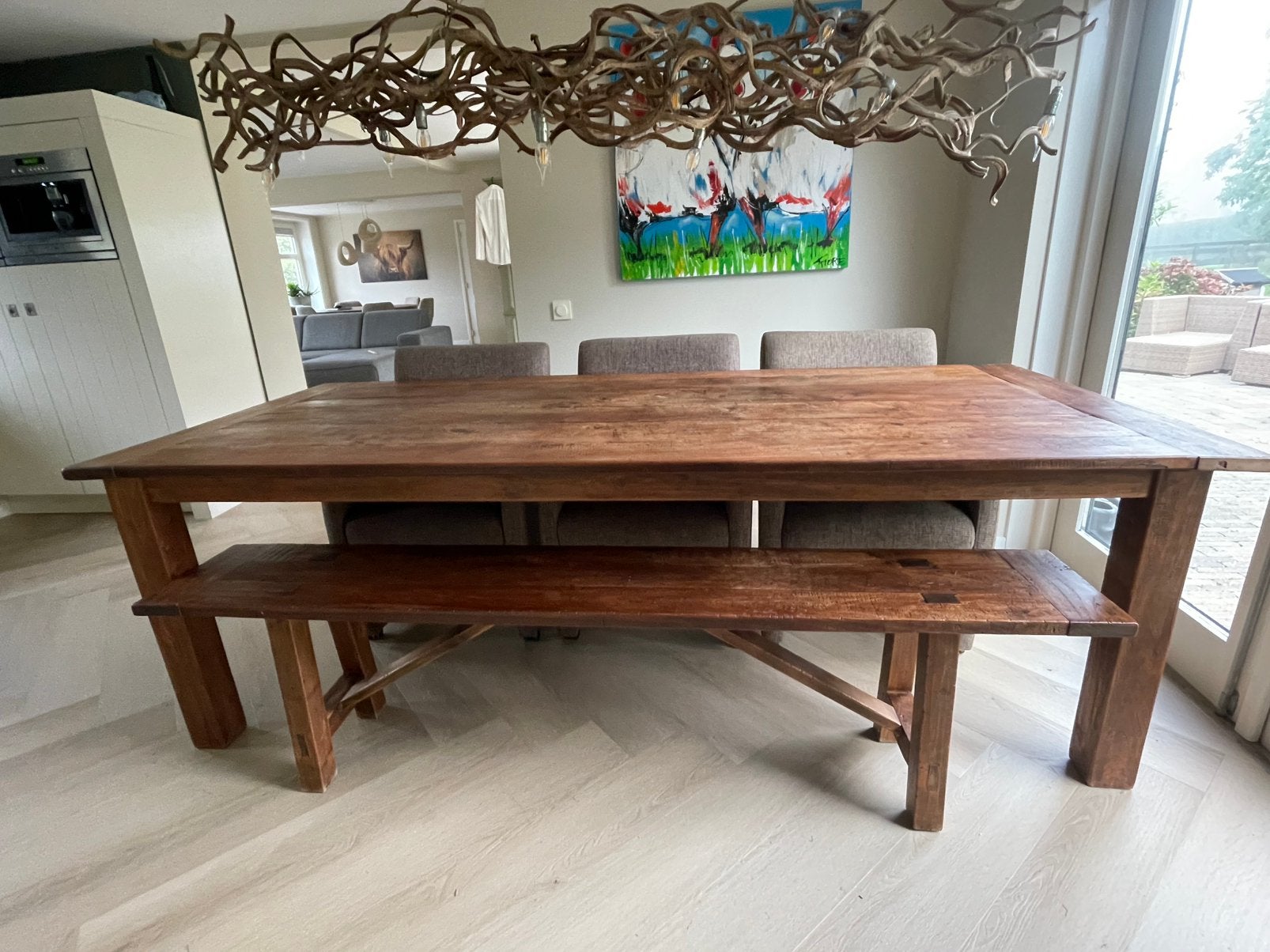 Eettafel, Ophalen, Gebruikt, 100 tot 150 cm, Teakhout