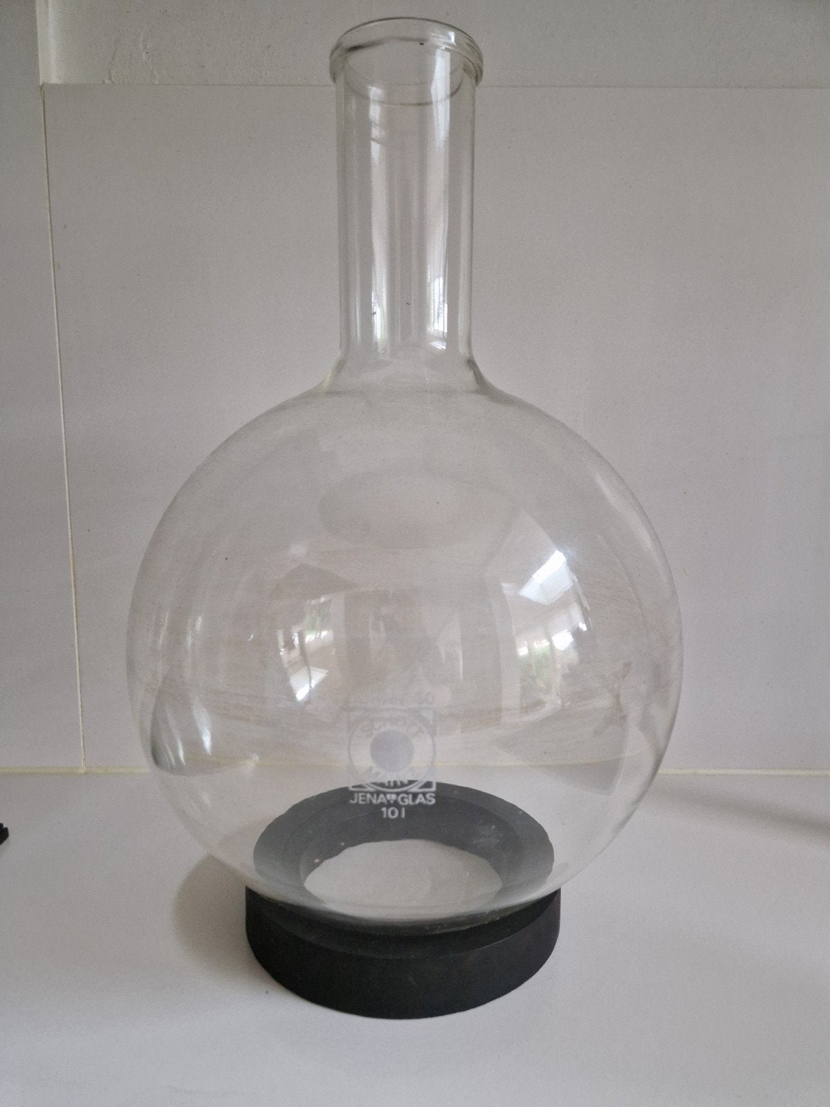 vintage glazen fles op voet jena glas duran 50 schott mainz, Ophalen, Huis en Inrichting