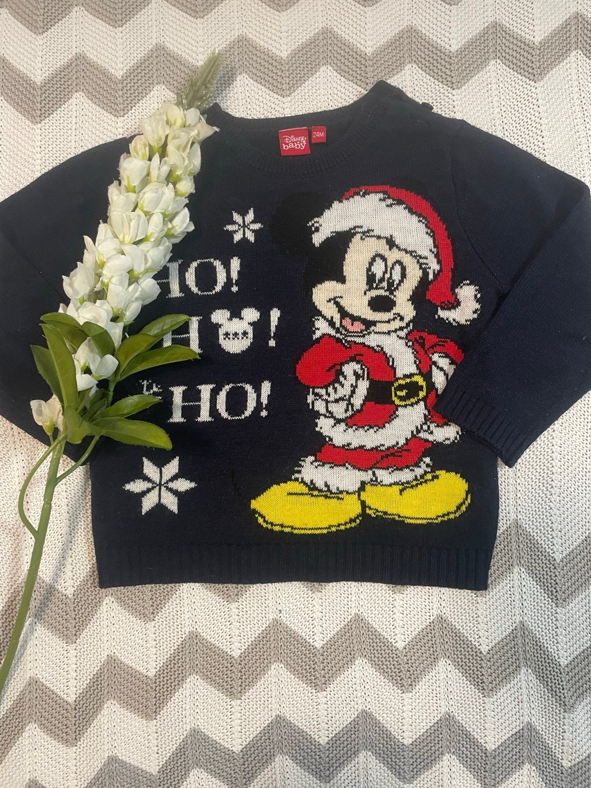 Marineblauwe Disney Baby Kersttrui met Mickey Mouse, maat 92, Ophalen of Verzenden, Gebruikt, Jongen, Trui of Vest