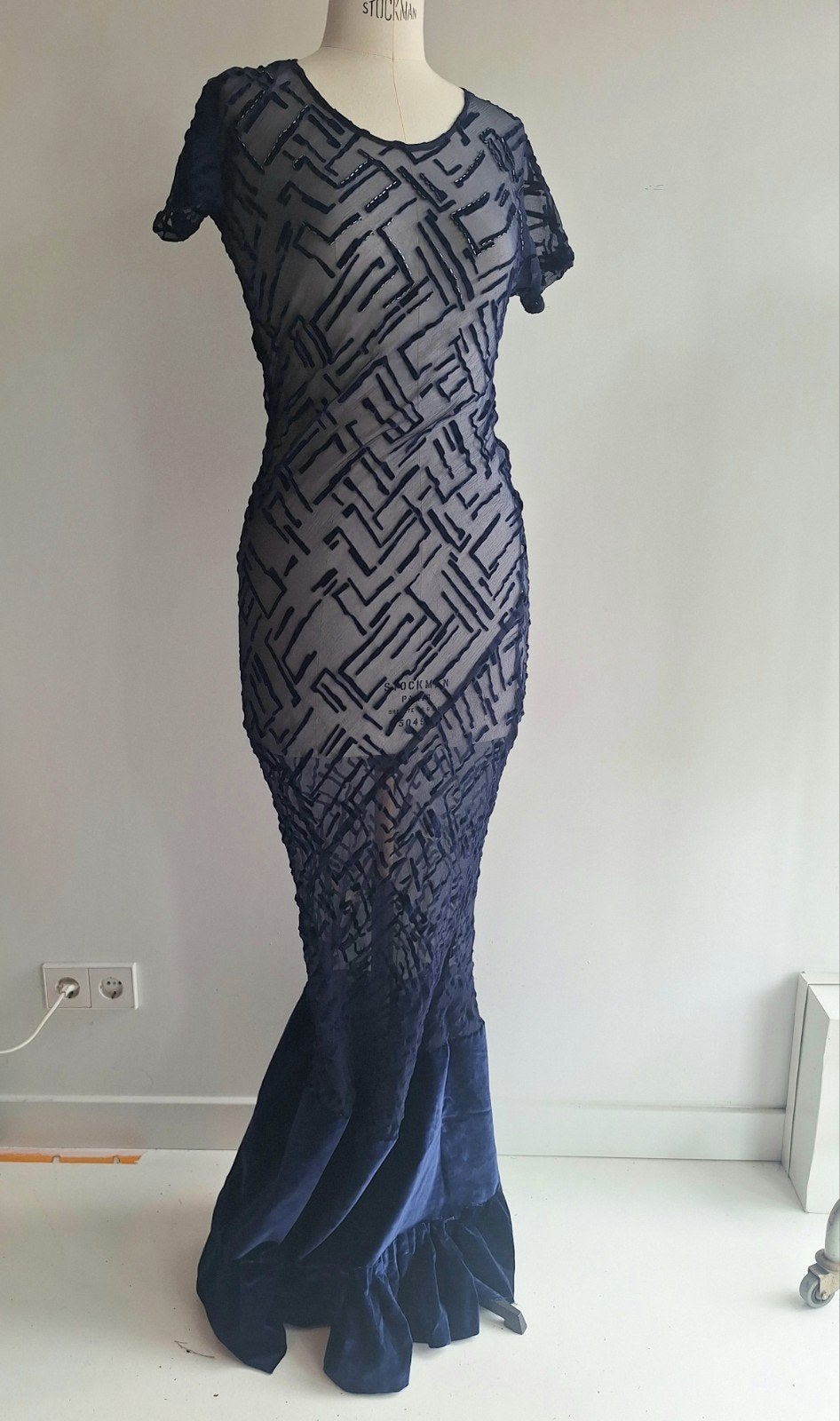 vintage comme des garçons zijden jurk 38/40, Kleding | Dames, Maat 38/40 (M), Galajurk, Blauw, Ophalen of Verzenden