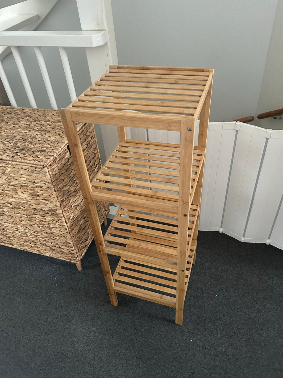 Bamboe badkamerrek met 4 planken - 97cm hoog, Ophalen, Minder dan 50 cm, Overige typen, Zo goed als nieuw