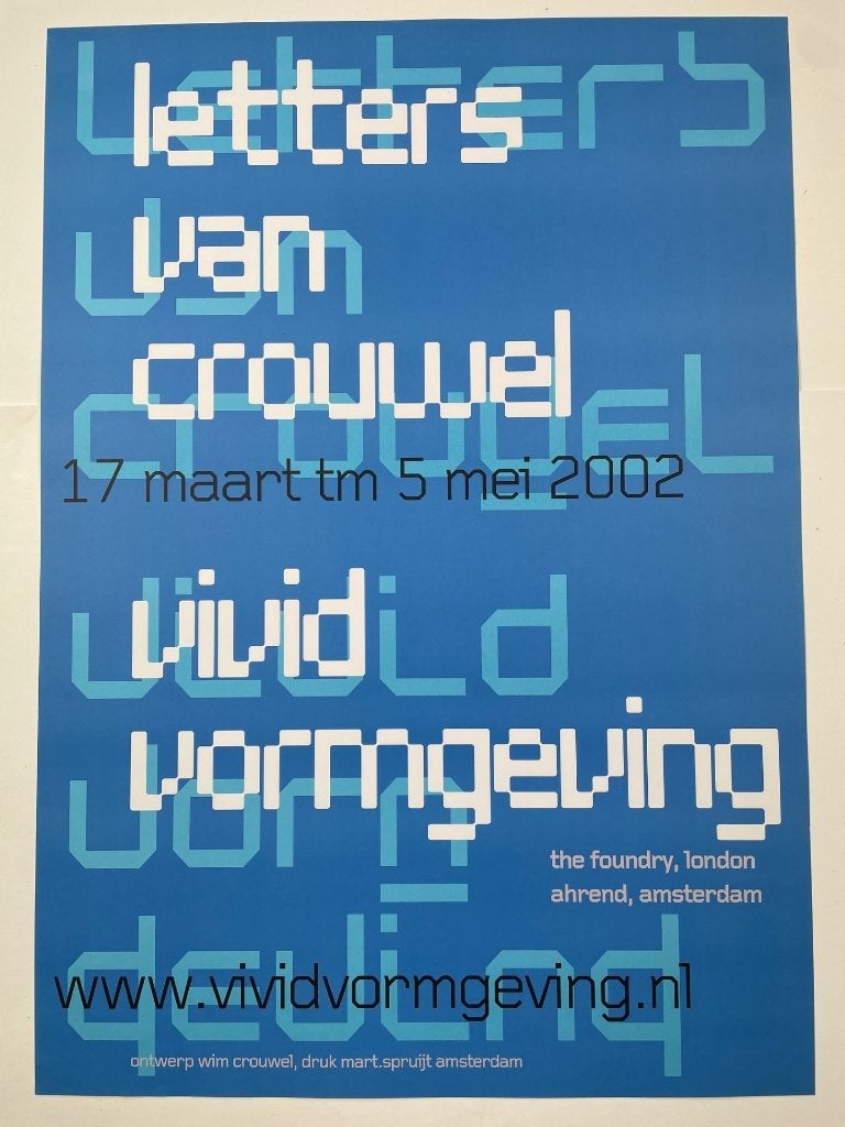 poster Wim Crouwel 'letters van Crouwel' 2002, Ophalen of Verzenden, Zo goed als nieuw, A1 t/m A3, Film en Tv