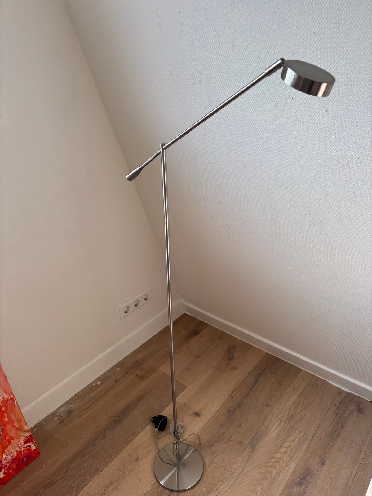 Moderne staande lamp, zilverkleurig, verstelbaar, Ophalen, Gebruikt, Overige fittingen, Metaal