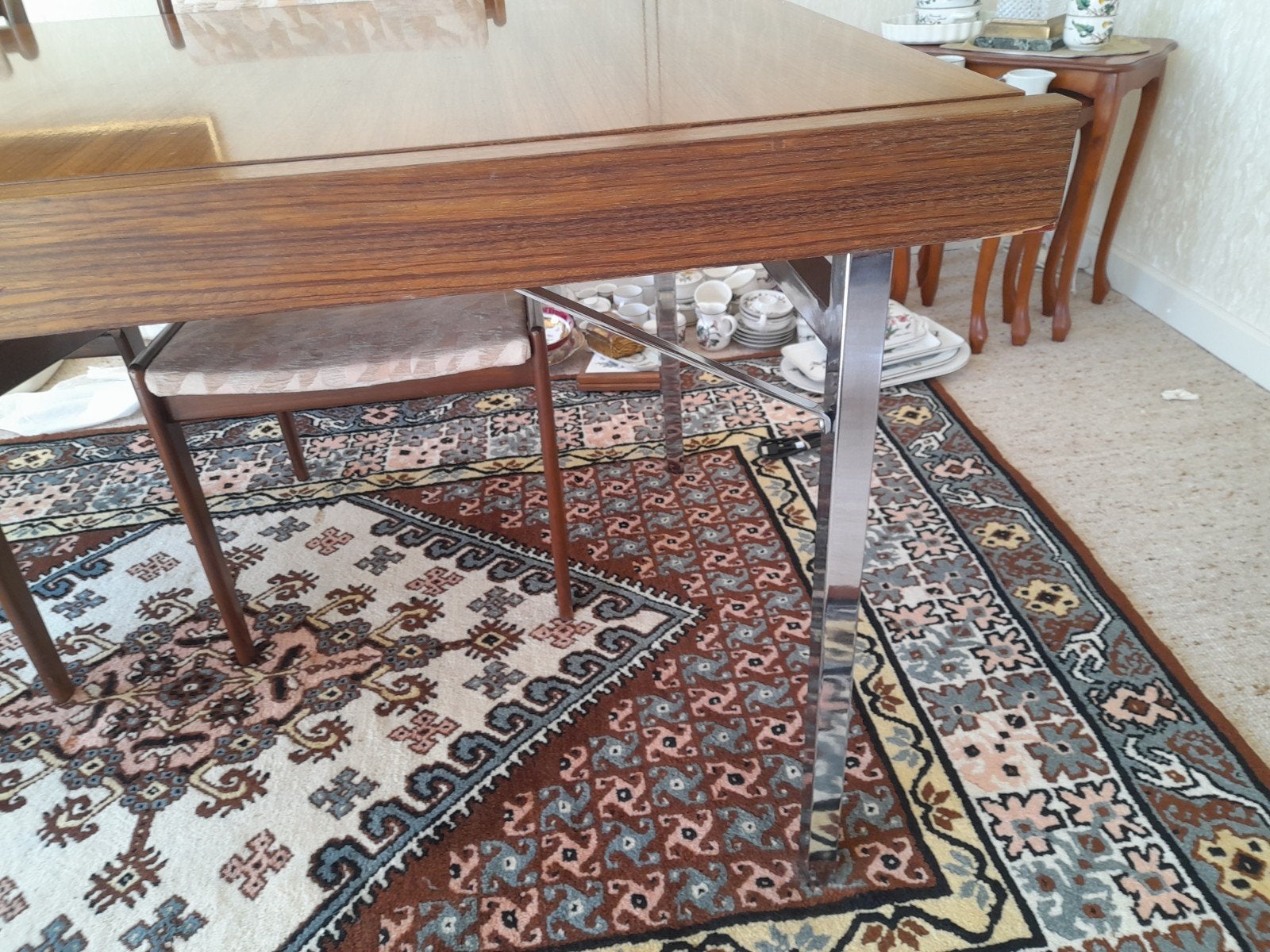 Eethoek met 6 stoelen retro, Ophalen of Verzenden, Gebruikt, Rechthoekig, 50 tot 100 cm