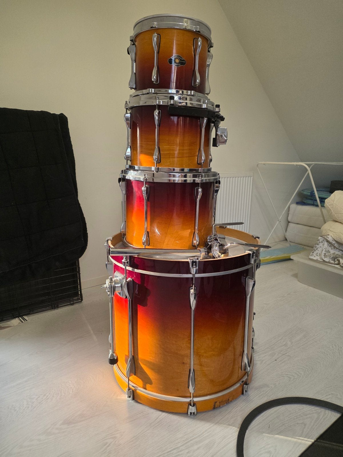 Tama Superstar custom Sunburst (amber fade) Drumstel, Ophalen, Gebruikt, Tama