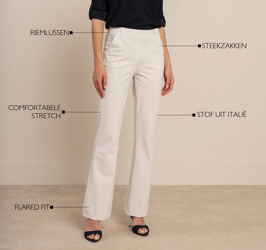 Studio Anneloes trousers kit bonded travelstof flared mt S, Beige, Ophalen of Verzenden, Zo goed als nieuw, Maat 36 (S)