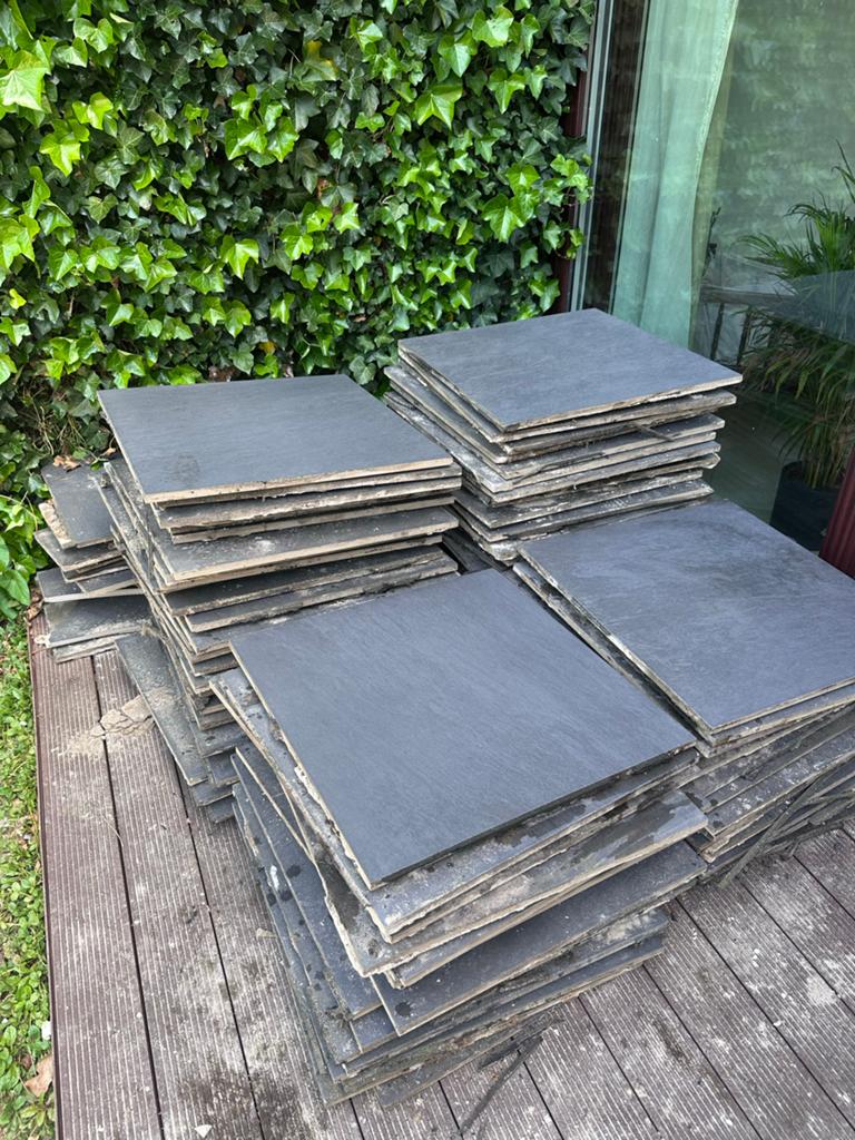36 m² keramische terrastegels antraciet 2 cm – groot formaa, Ophalen, 60 cm of meer, Gebruikt, Keramiek