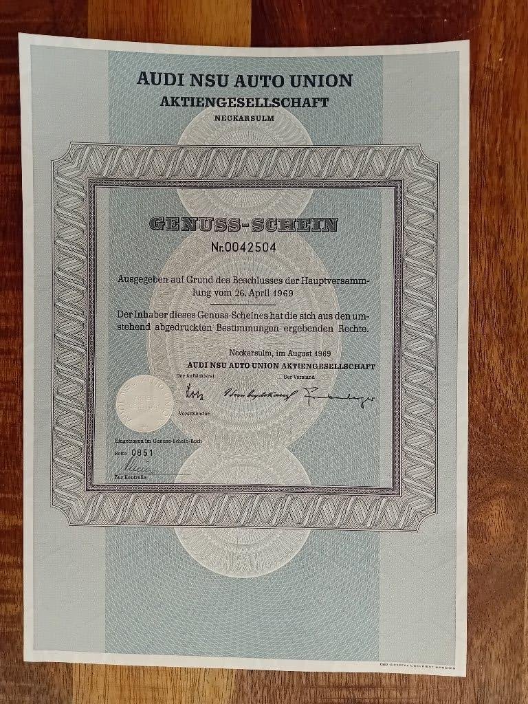 Audi NSU Auto Union - 1969, Ophalen of Verzenden, Zo goed als nieuw, Auto's