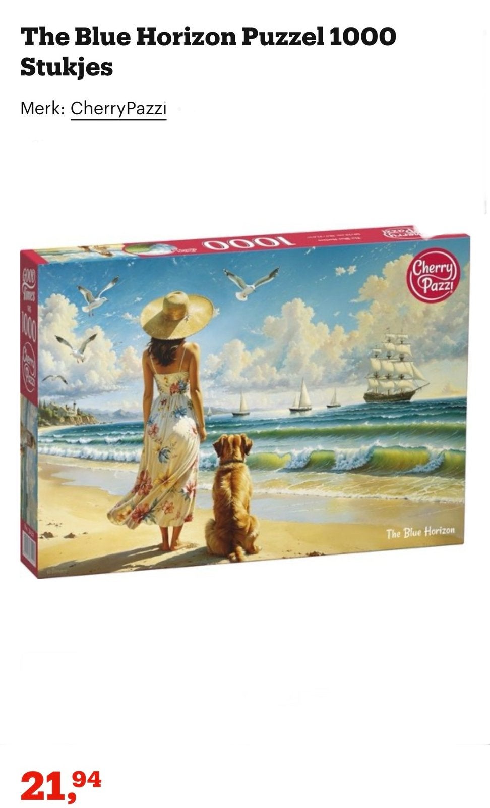 Cherry pazzi puzzel the blue horizon twv €21,94, Ophalen of Verzenden, 500 t/m 1500 stukjes, Zo goed als nieuw, Legpuzzel