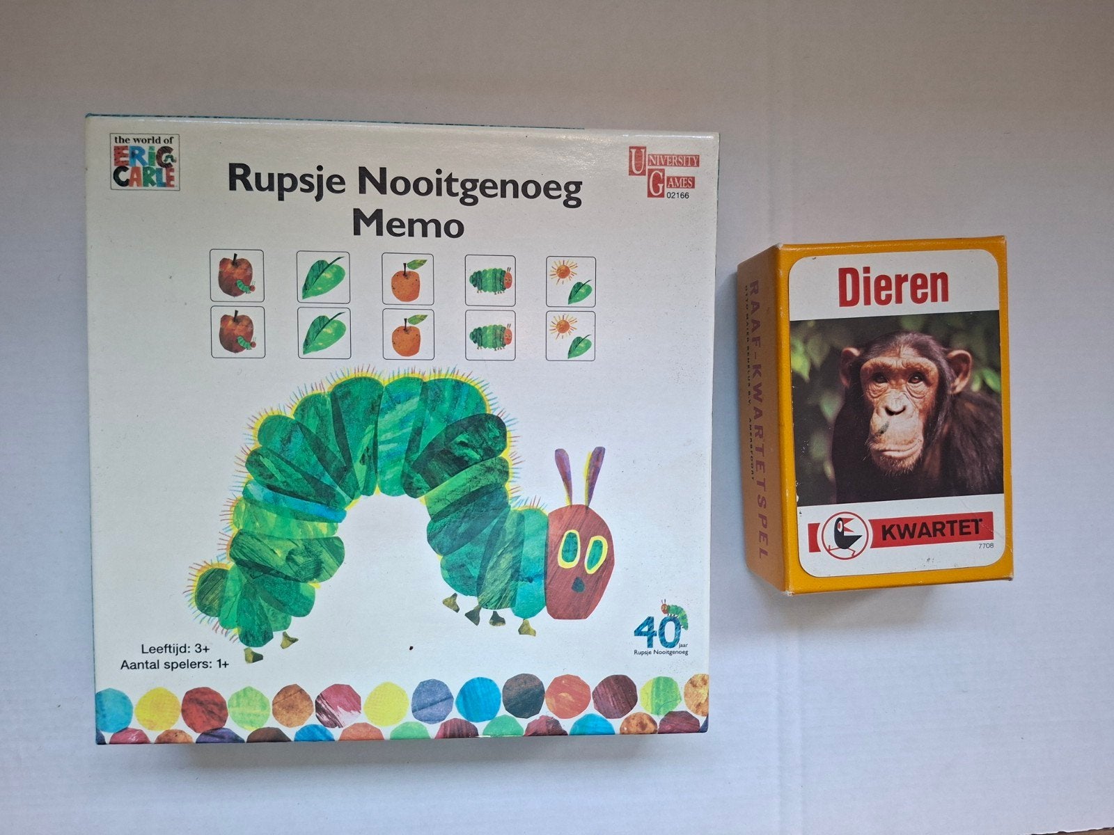 Rupsje Nooitgenoeg Memo spel + Dieren Kwartet, Een of twee spelers, Ophalen of Verzenden, Gebruikt, University Games, Jumbo