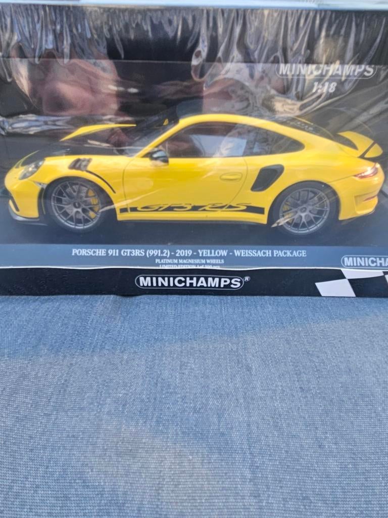 1/18 porsche 911 gt3 rs 991.2 weissach 2019 geel lim.300 stu, Ophalen of Verzenden, Nieuw, Bburago