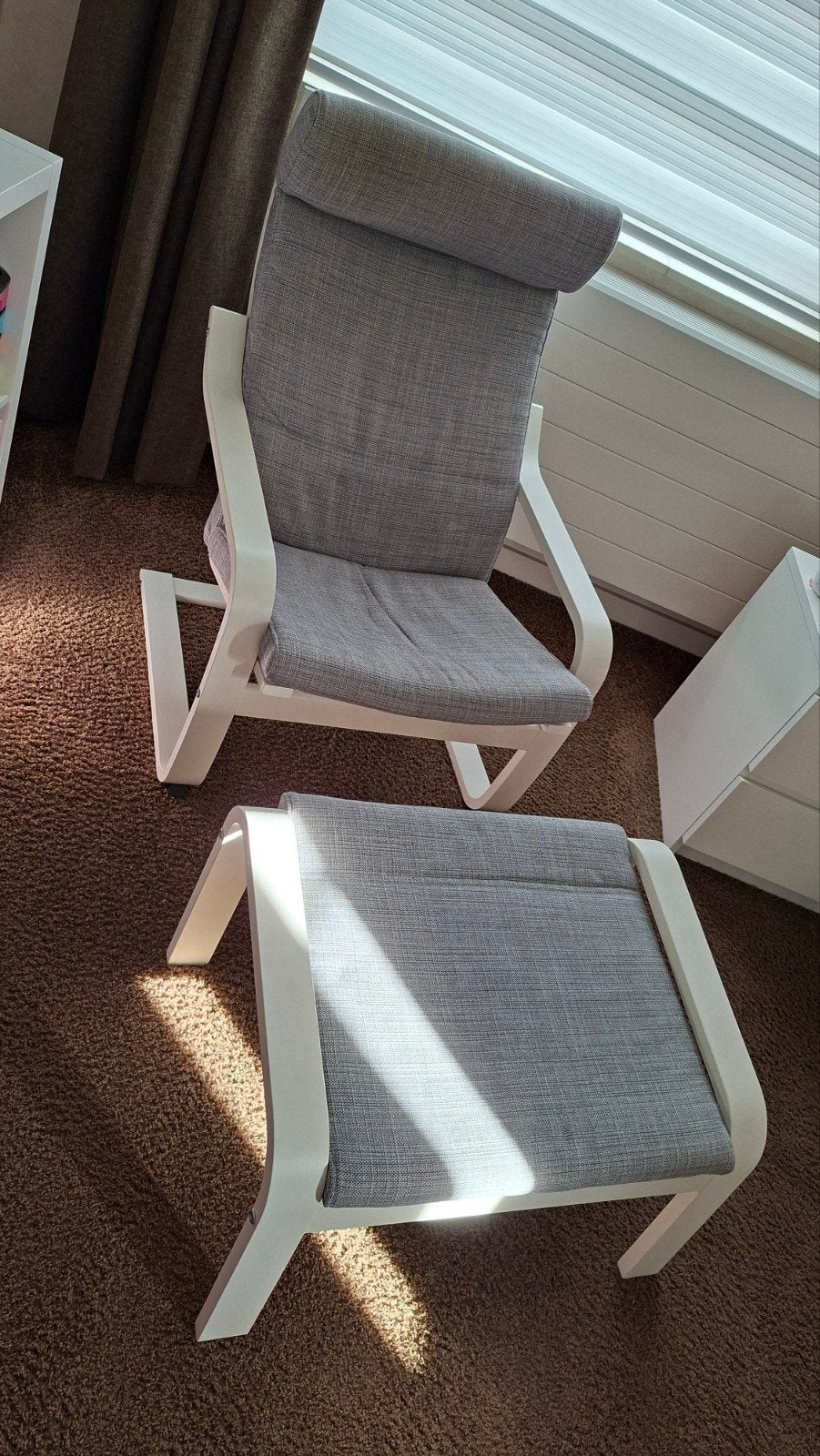 Ikea Poäng stoel incl. voetenbank, Huis en Inrichting, Ophalen, Gebruikt, Modern, Comfortabel, Hout
