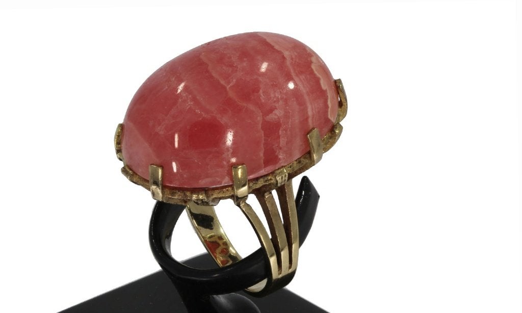 Rhodochrosiet edelsteen robuuste gouden vintage ring dames, Voordeelsieraden, Verzenden, Zo goed als nieuw, 17 tot 18