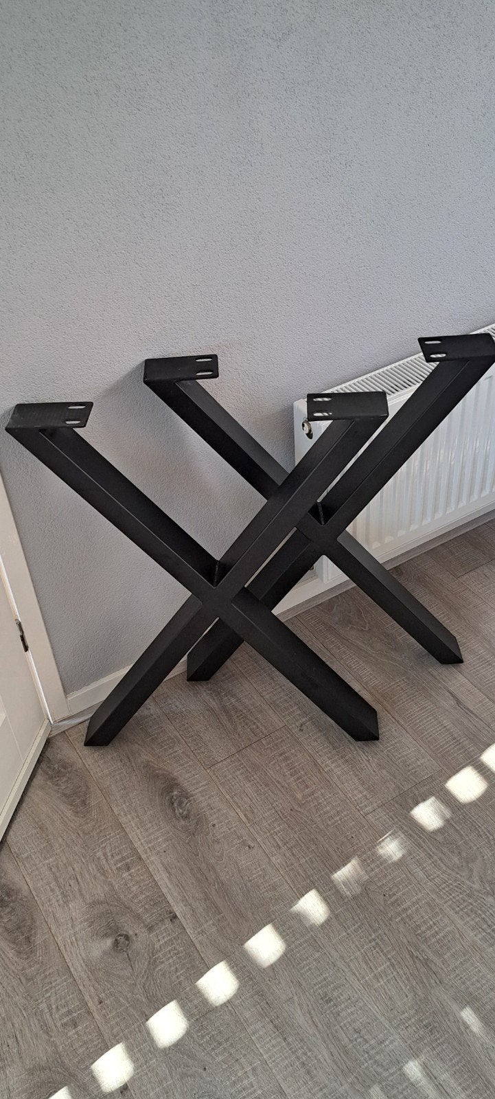 2 Zwarte metalen X-Tafelpoten 59x8x72 cm, Tafelpoot, 50 tot 100 cm, Zo goed als nieuw, Metaal