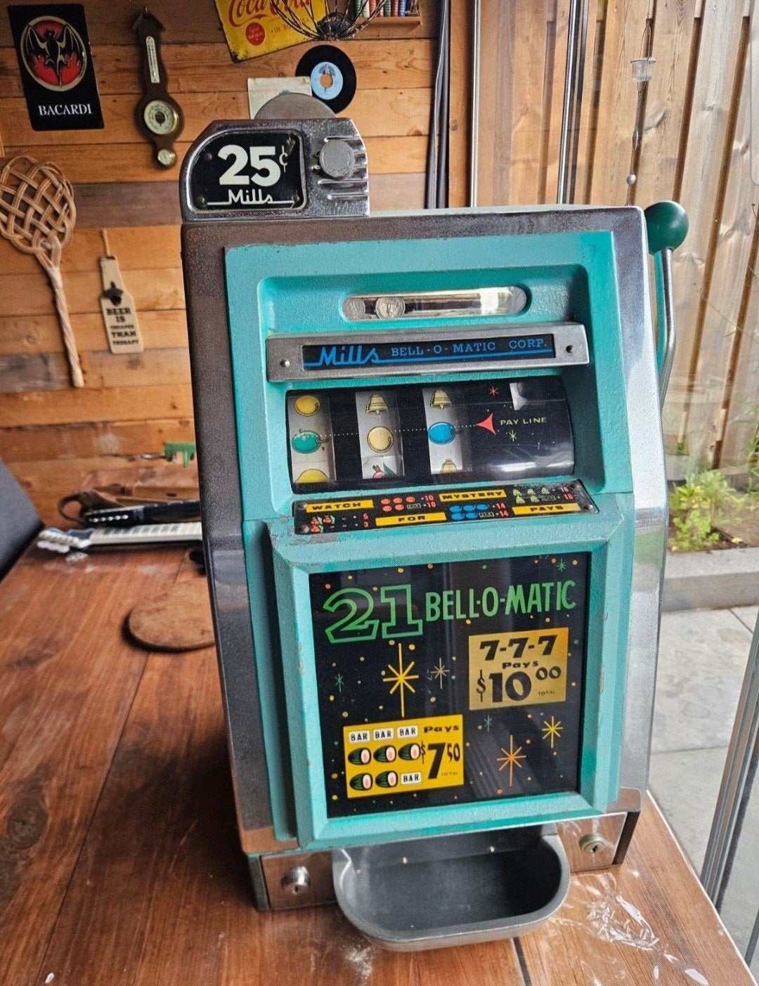 Gokkast, fruit machine, mills bell o matic, Ophalen