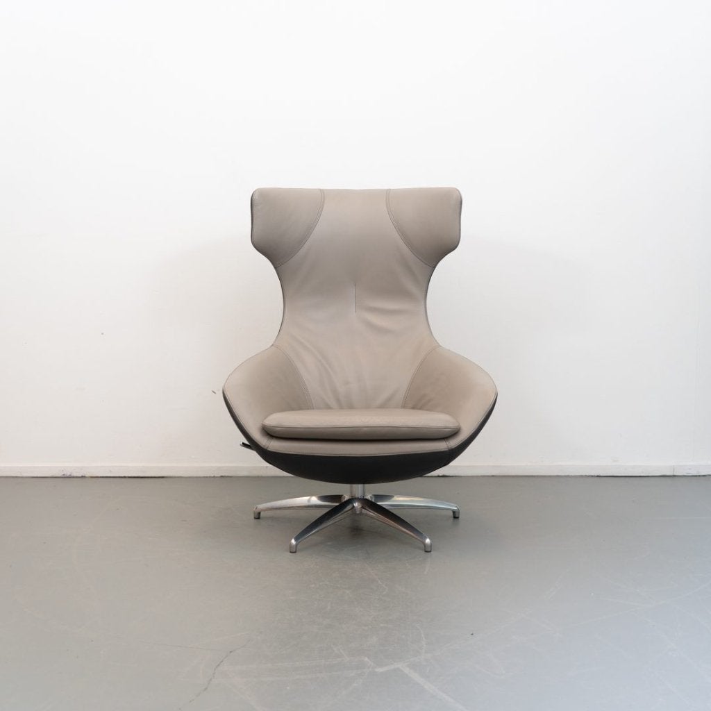 Leolux Caruzzo Plus Fauteuil Grijs/Lever Leer, Huis en Inrichting, Niet ingevuld, Zo goed als nieuw, Niet ingevuld, Niet ingevuld