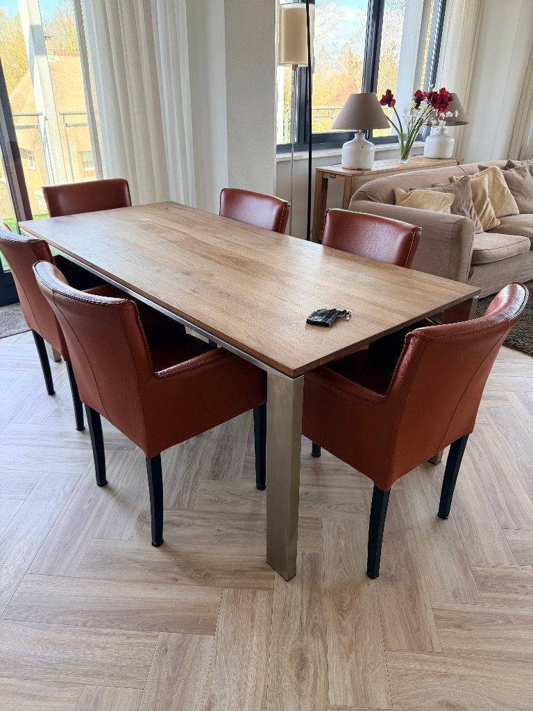 eetkamer tafel en 6 stoelen, Huis en Inrichting, Complete eetkamers, Gebruikt, 4 tot 6 stoelen, Ophalen
