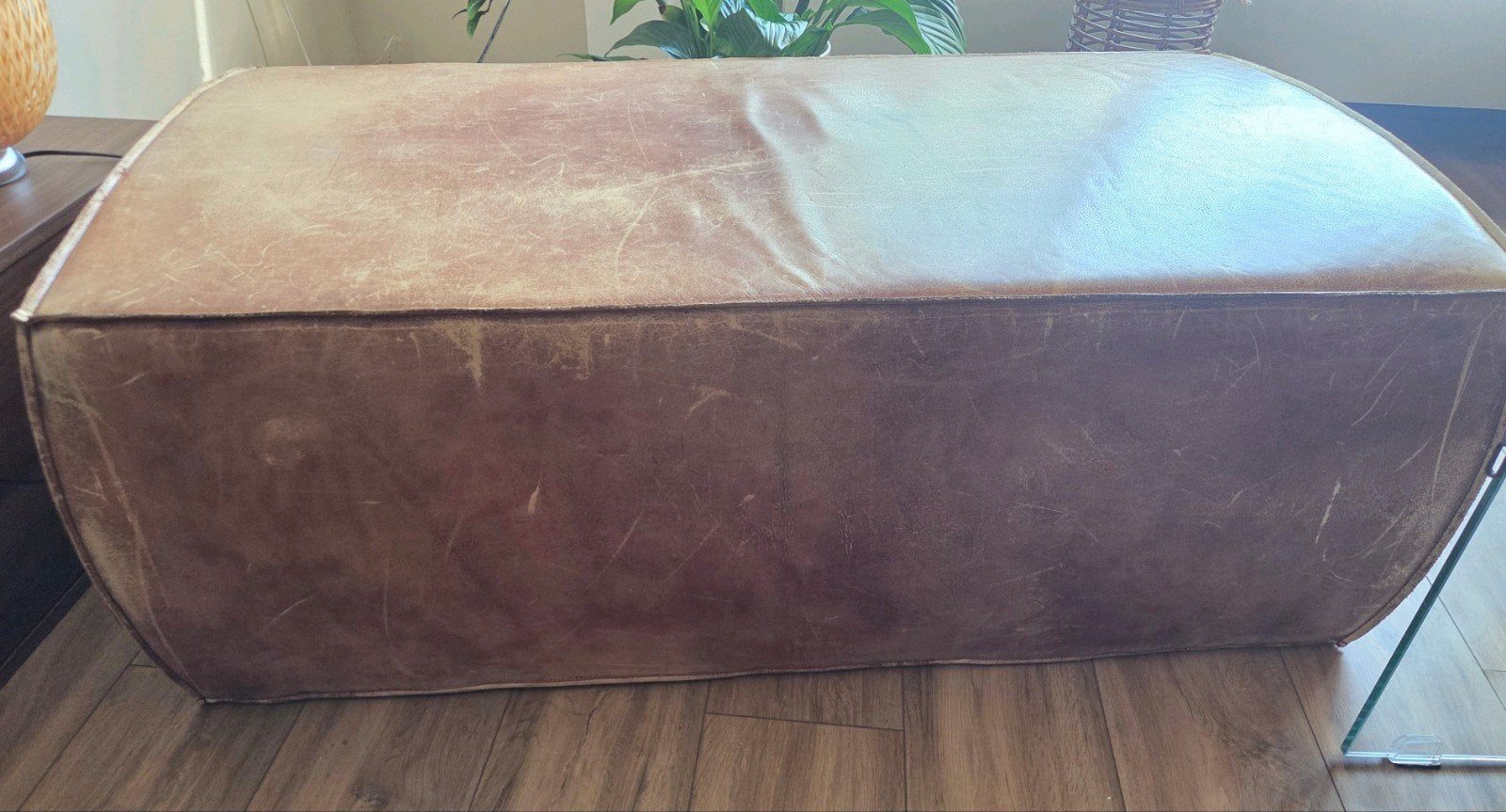 Lifestyle Bruine Leren Hocker/Poef - 120x67x44 cm, Ophalen, Gebruikt, 100 tot 125 cm, Leer