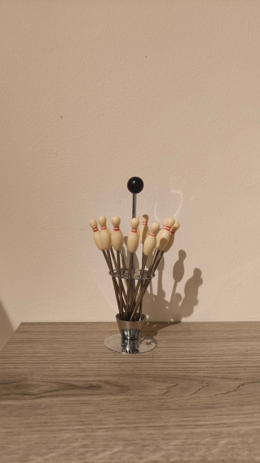 Vintage cocktailprikkers kegelset, Ophalen of Verzenden, Metaal, Meerkleurig, Overige merken
